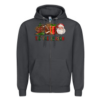 Smoke Tis The Season Christmas With Football And Santa Zipper Hoodie - FaDigitalArtStudio