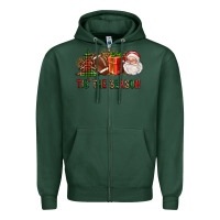 Sports Green Tis The Season Christmas With Football And Santa Zipper Hoodie - FaDigitalArtStudio