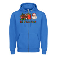 True Royal Tis The Season Christmas With Football And Santa Zipper Hoodie - FaDigitalArtStudio