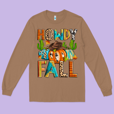 Howdy Fall Long Sleeve Tee Designed By Zillion Design Studio