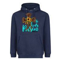 Navy he has risen Heavyweight Hoodie - JahusDesignShop
