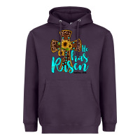 Plum he has risen Heavyweight Hoodie - JahusDesignShop