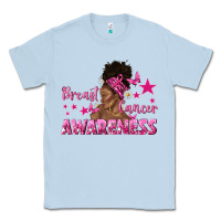 Dusty Blue Breast Cancer Awareness with Afro Woman Classic Tee - texasbilliewilder