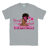 Heather Grey Breast Cancer Awareness with Afro Woman Classic Tee - texasbilliewilder