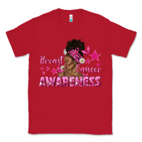 Red Breast Cancer Awareness with Afro Woman Classic Tee - texasbilliewilder