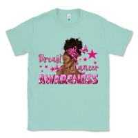 Seafoam Breast Cancer Awareness with Afro Woman Classic Tee - texasbilliewilder