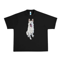 Black Hand Drawing White Shepherd Urban Heavy Tee - RanaPortraitStore
