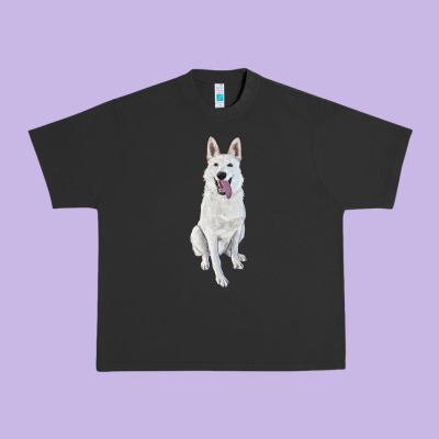 Hand Drawing White Shepherd Urban Heavy Tee Designed By Ranaportraitstore
