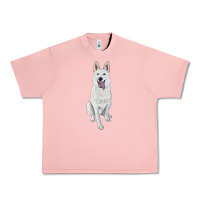 Salmon Hand Drawing White Shepherd Urban Heavy Tee - RanaPortraitStore