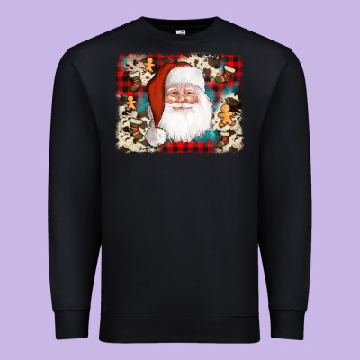 Cowhide Santa Cookie Socks Background Premium Sweatshirt Designed By Adodesignshop