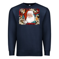 Navy cowhide santa cookie socks background Premium Sweatshirt - AdoDesignShop