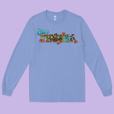Give Thanks Long Sleeve Tee Designed By Ranaportraitstore