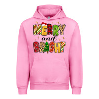 Fuchsia Pink merry and bright Urban Hoodie - MaliasSmallBusiness