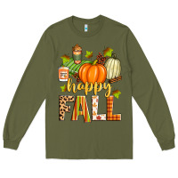 Army Green happy fall Long Sleeve Tee - Zillion Design Studio