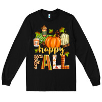 Black happy fall Long Sleeve Tee - Zillion Design Studio