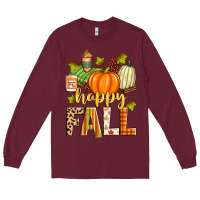 Burgundy happy fall Long Sleeve Tee - Zillion Design Studio