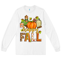 White happy fall Long Sleeve Tee - Zillion Design Studio