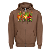 Chestnut Tis The Season Christmas With Softball And Gingerbread Man Zipper Hoodie - FaDigitalArtStudio