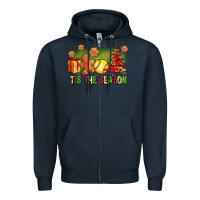 Navy Tis The Season Christmas With Softball And Gingerbread Man Zipper Hoodie - FaDigitalArtStudio