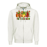Oatmeal Heather Tis The Season Christmas With Softball And Gingerbread Man Zipper Hoodie - FaDigitalArtStudio