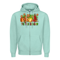 Seafoam Tis The Season Christmas With Softball And Gingerbread Man Zipper Hoodie - FaDigitalArtStudio