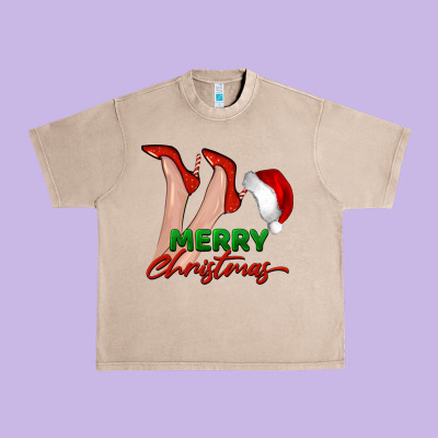 Merry Christmas Heels Urban Heavy Tee Designed By Barkaloodesign