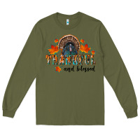 Army Green thankful and blessed Long Sleeve Tee - RanaPortraitStore