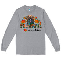 Heather Grey thankful and blessed Long Sleeve Tee - RanaPortraitStore