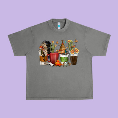 Urban Heavy Tee coffee cups indian headdress
