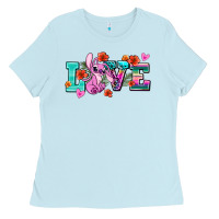 Baby Blue love stitch Ladies Tee - AdoDesignShop