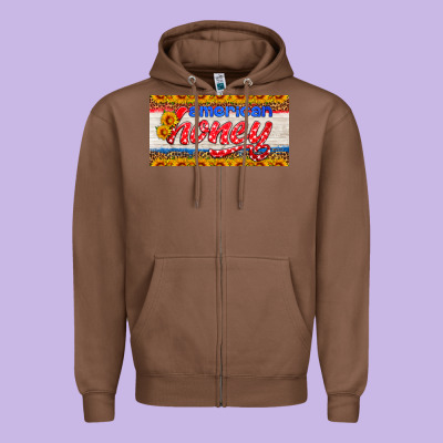 American Honey Sunflower License Plate Zipper Hoodie Designed By Hra Design Shop