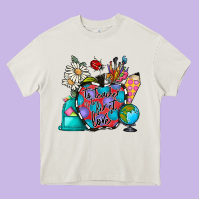 To Teacher Is To First Love Heavy Core Tee Designed By Cowhidedigitalart