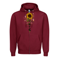 Burgundy mama sunflower Zipper Hoodie - RacoonDesign