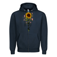 Navy mama sunflower Zipper Hoodie - RacoonDesign