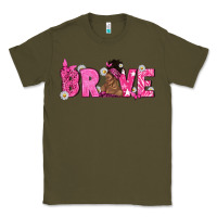 Army Green Breast Cancer Brave with Afro Woman Classic Tee - texasbilliewilder