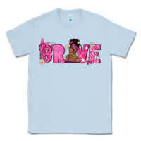 Dusty Blue Breast Cancer Brave with Afro Woman Classic Tee - texasbilliewilder