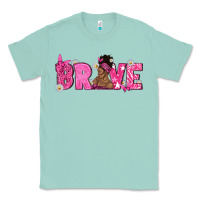 Seafoam Breast Cancer Brave with Afro Woman Classic Tee - texasbilliewilder
