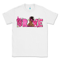 White Breast Cancer Brave with Afro Woman Classic Tee - texasbilliewilder