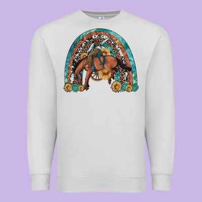 Bucking Bronco Rodeo Rainbow Premium Sweatshirt Designed By Artiststas