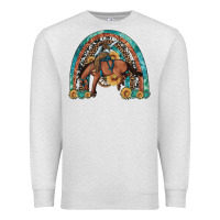Oatmeal Heather bucking bronco rodeo rainbow Premium Sweatshirt - Artiststas