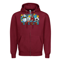 Burgundy Tis The Season Christmas With Soccer Ball And Snowman Zipper Hoodie - FaDigitalArtStudio