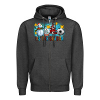 Charcoal Heather Tis The Season Christmas With Soccer Ball And Snowman Zipper Hoodie - FaDigitalArtStudio