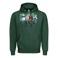 Sports Green Tis The Season Christmas With Soccer Ball And Snowman Zipper Hoodie - FaDigitalArtStudio