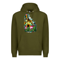 Army Green Idaho Map Sunflower Cactus Serape Premium Hoodie - RanaPortraitStore