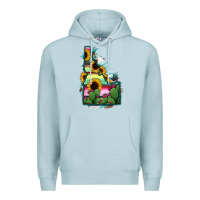 Blue Mist Idaho Map Sunflower Cactus Serape Premium Hoodie - RanaPortraitStore