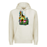 Oatmeal Heather Idaho Map Sunflower Cactus Serape Premium Hoodie - RanaPortraitStore