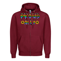 Burgundy proud ally Zipper Hoodie - CowhideDigitalArt