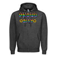 Charcoal Heather proud ally Zipper Hoodie - CowhideDigitalArt
