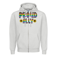 Dove Grey proud ally Zipper Hoodie - CowhideDigitalArt