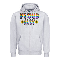 Heather Grey proud ally Zipper Hoodie - CowhideDigitalArt